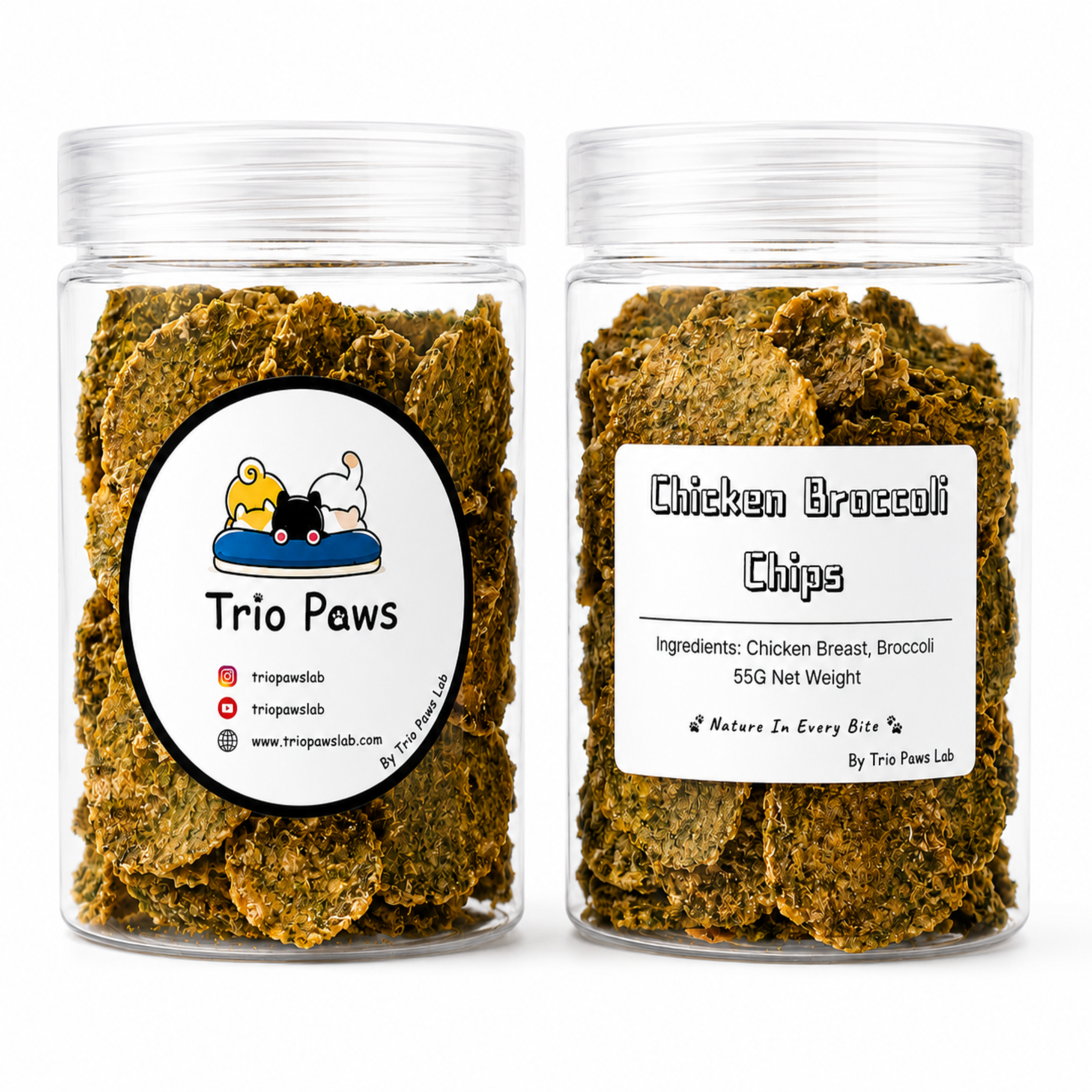 Chicken Broccoli Chips for Dogs & Cats (55g) | Natural Dog & Cat Treats