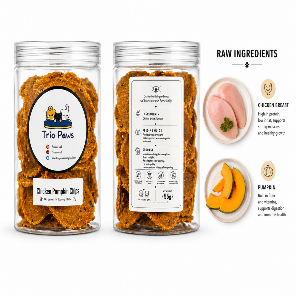 Chicken Pumpkin Chips for Dogs & Cats (55g) | Natural Dog & Cat Treats