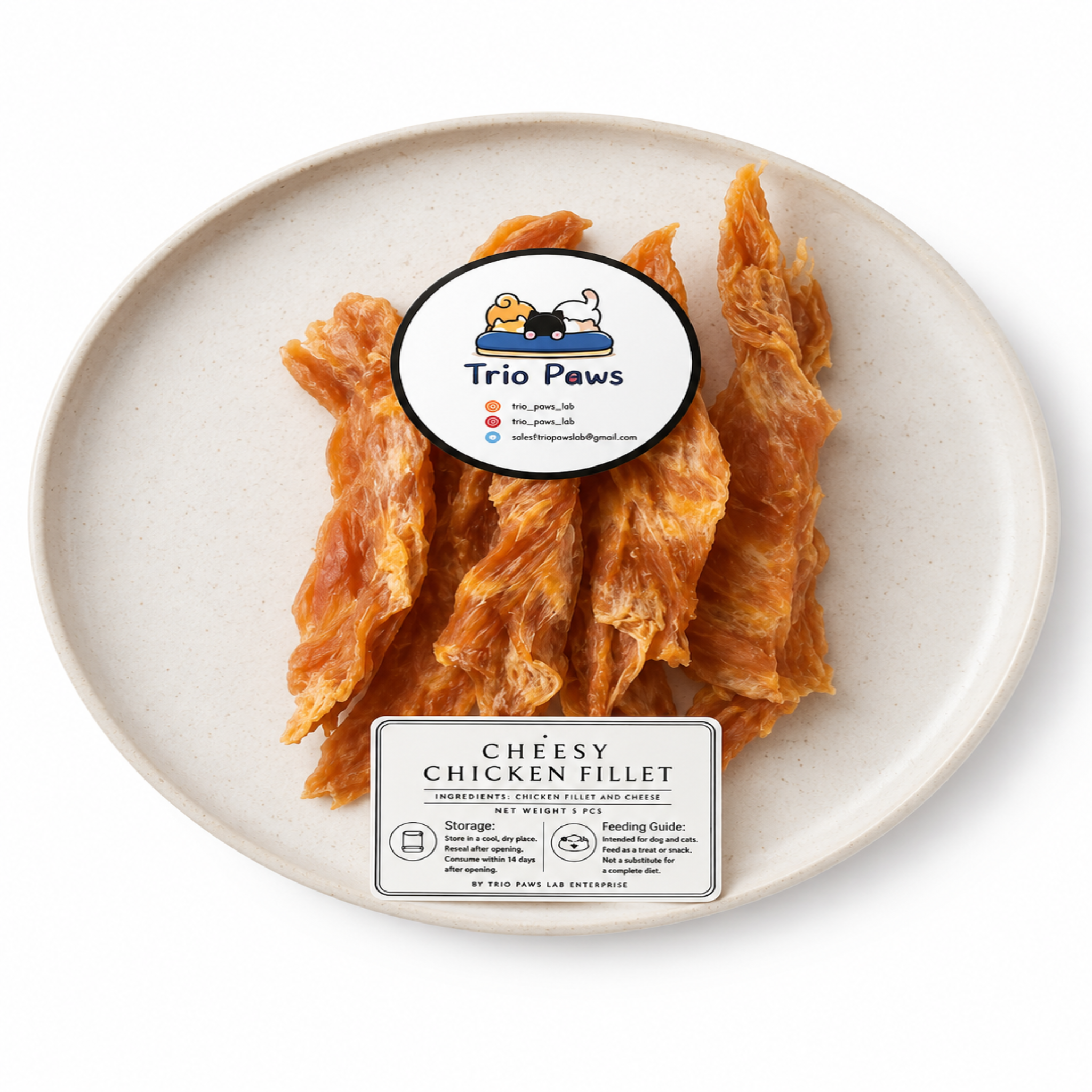 Deyhydrated Cheesy Chicken Fillet Treats for Dogs & Cats (5pcs) | Natural Dog & Cat Treats