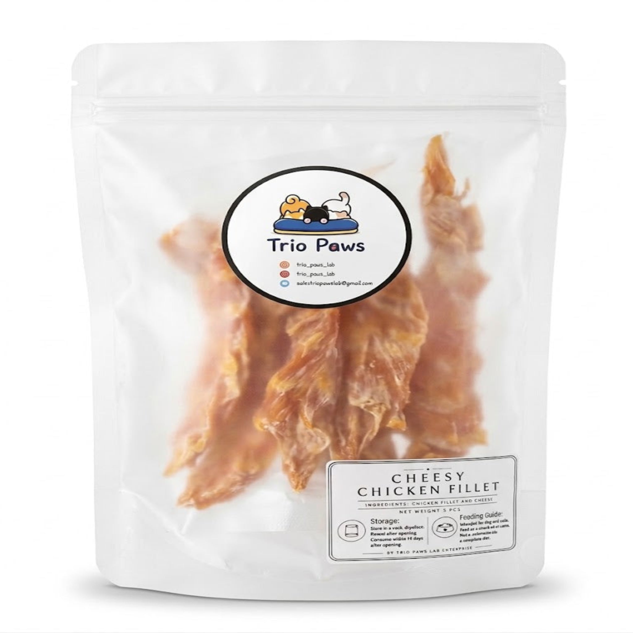 Deyhydrated Cheesy Chicken Fillet Treats for Dogs & Cats (5pcs) | Natural Dog & Cat Treats