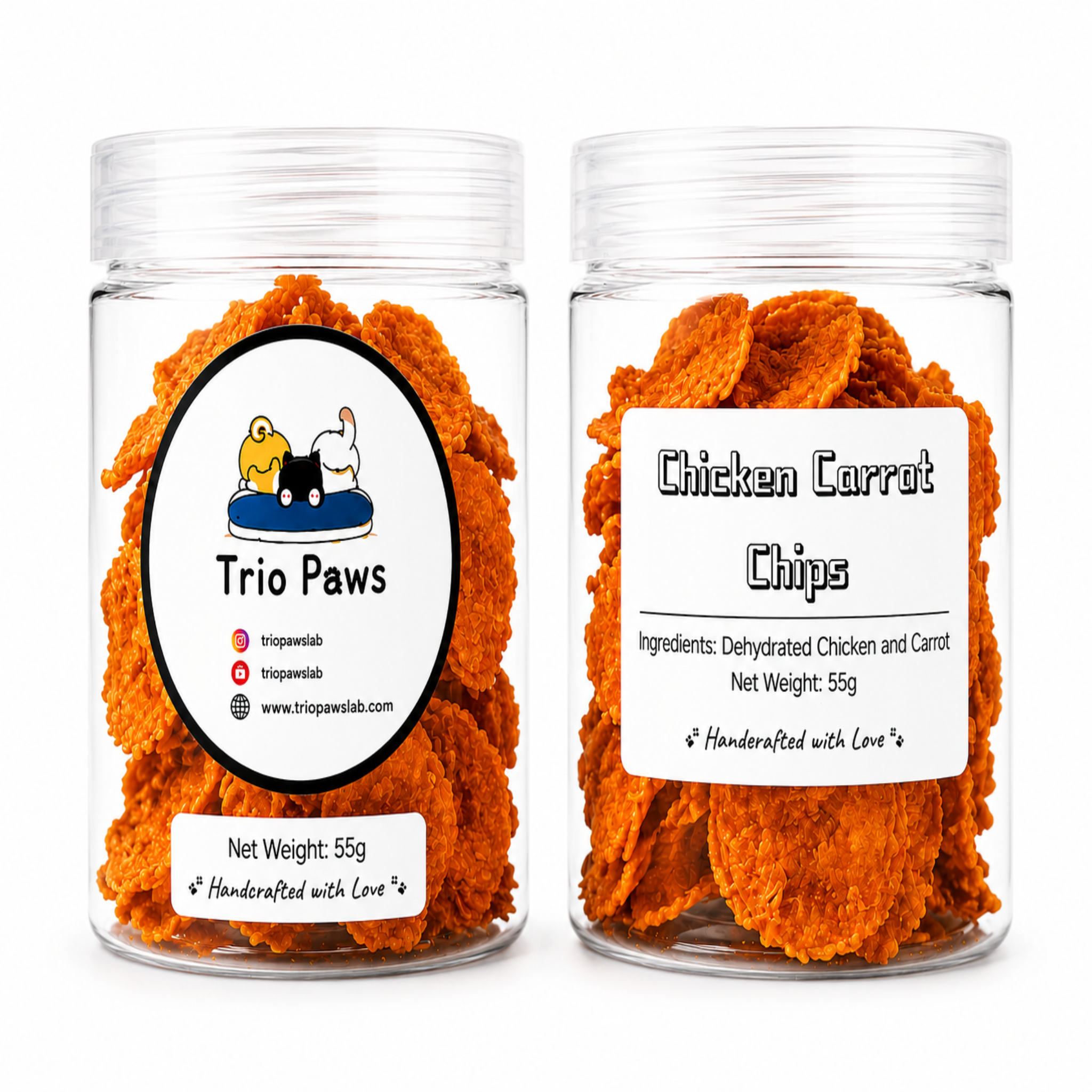 Chicken Carrot Chips for Dogs & Cats (55g) | Natural Dog & Cat Treats