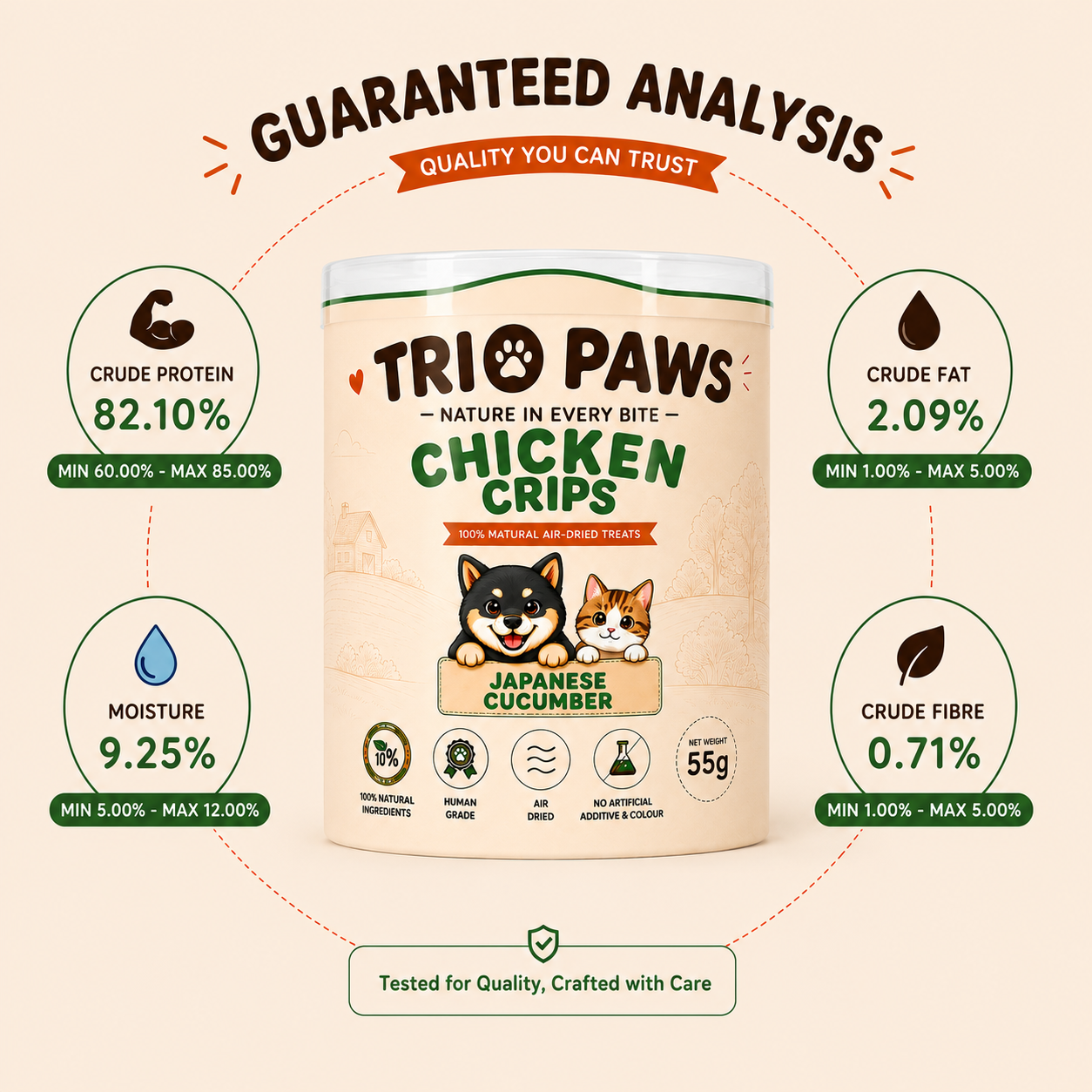 Chicken Cucumber Crips for Dogs & Cats (55g) | Natural Dog & Cat Treats