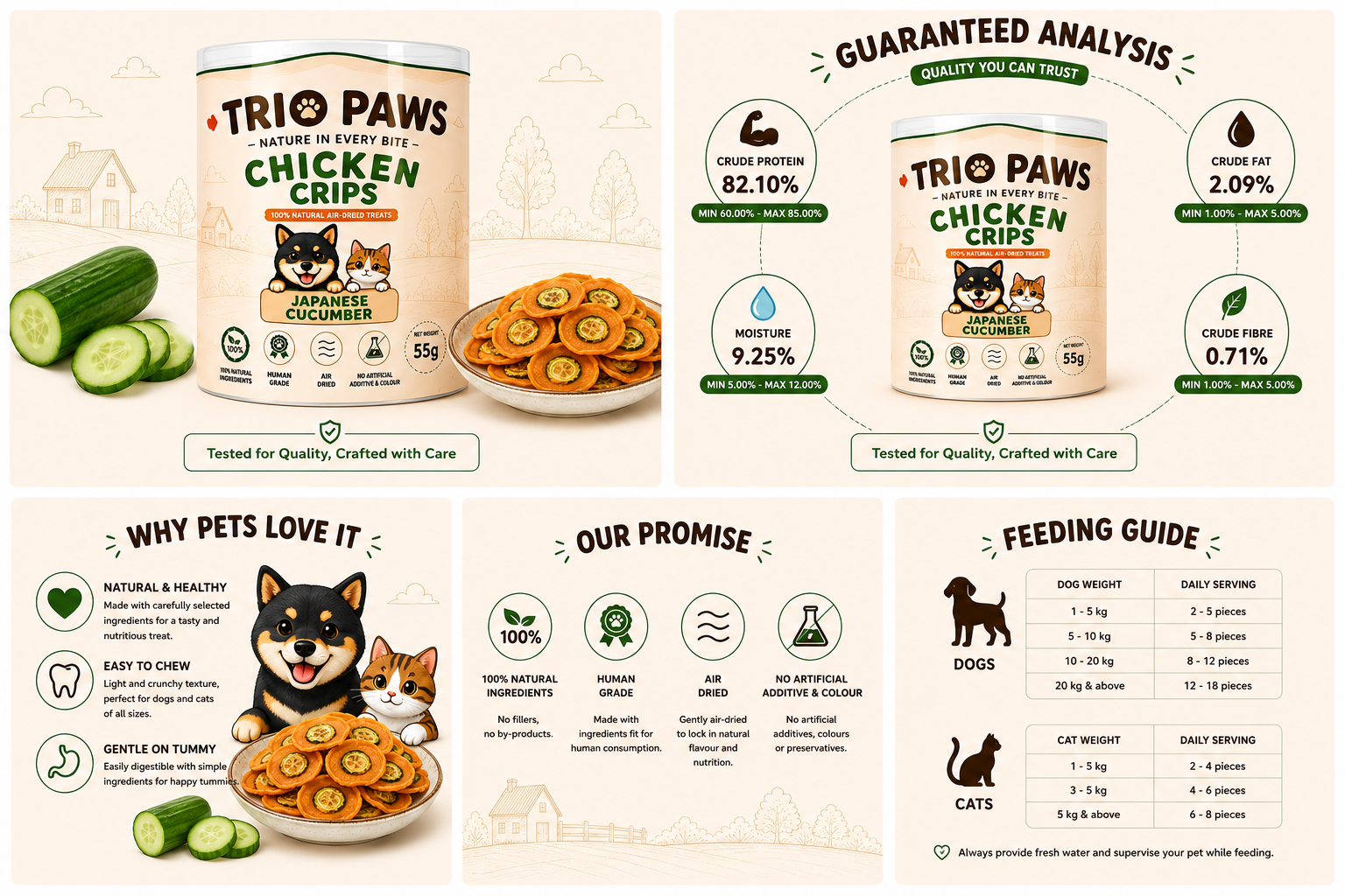 Chicken Cucumber Crips for Dogs & Cats (55g) | Natural Dog & Cat Treats