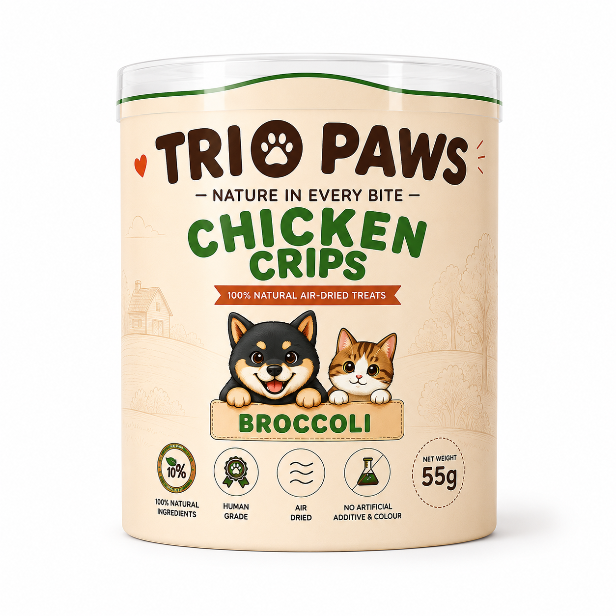 Chicken Broccoli Crips for Dogs & Cats (55g) | Natural Dog & Cat Treats