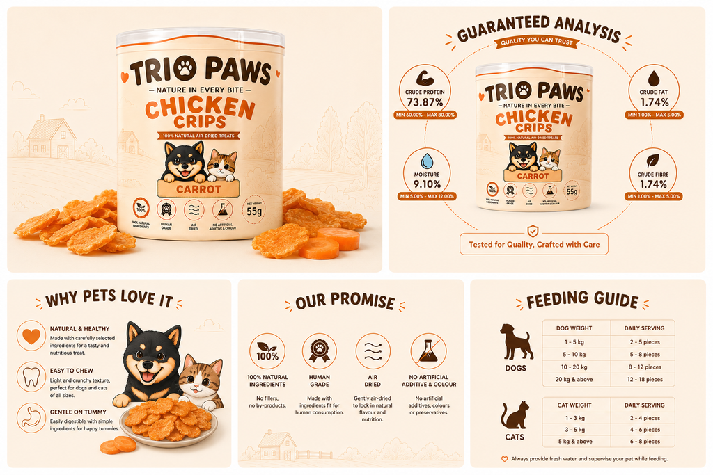 Chicken Carrot Crips for Dogs & Cats (55g) | Natural Dog & Cat Treats