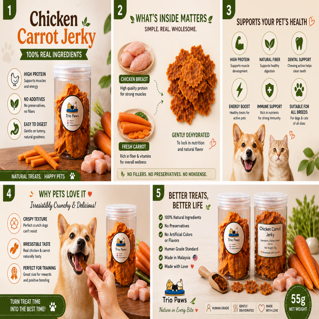 Chicken Carrot Chips for Dogs & Cats (55g) | Natural Dog & Cat Treats