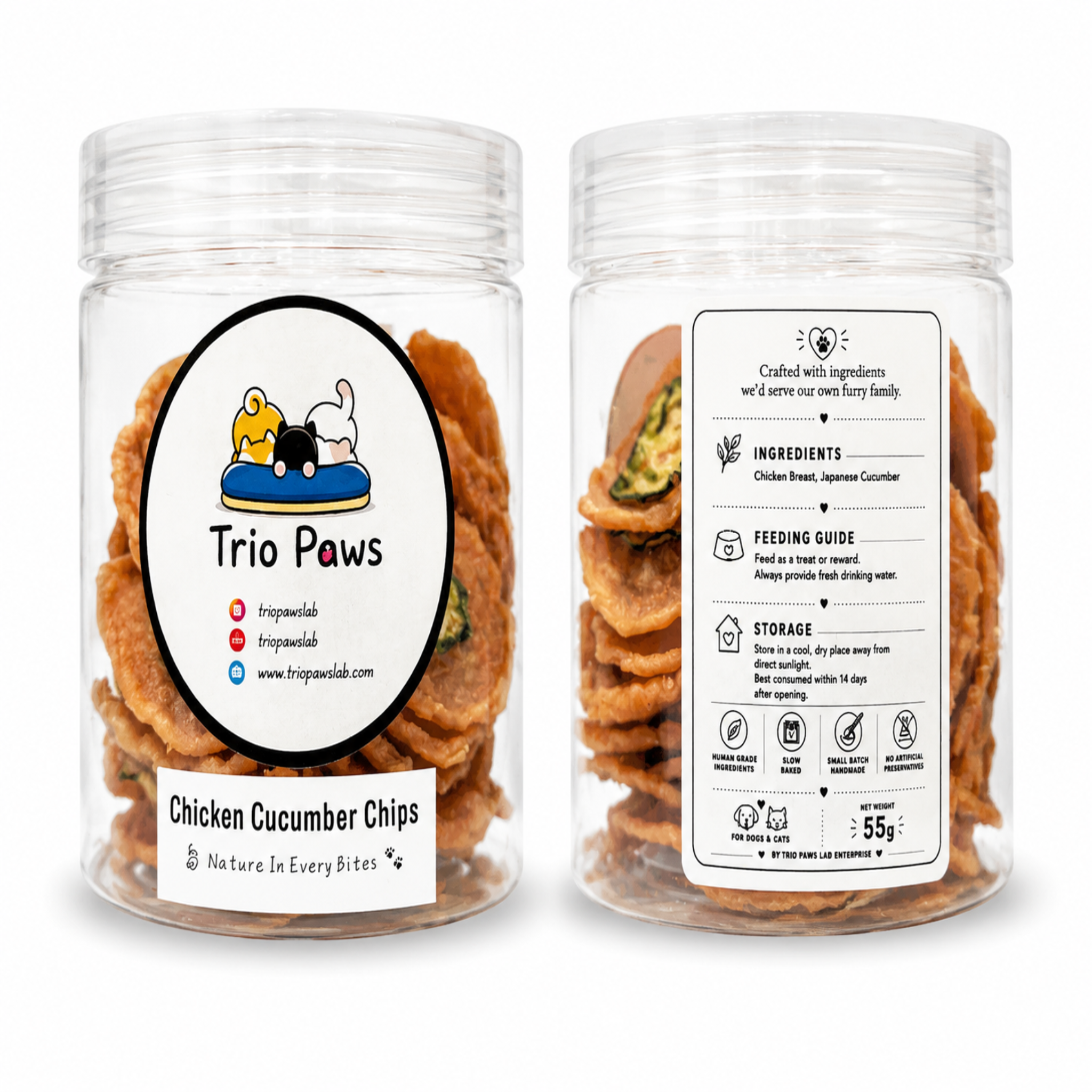 Chicken Cucumber Chips for Dogs & Cats (55g) | Natural Dog & Cat Treats