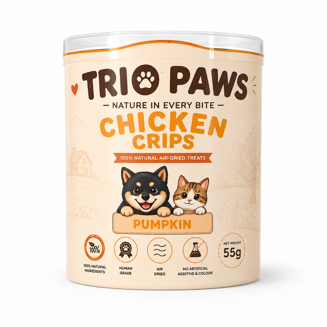Chicken Pumpkin Crips for Dogs & Cats (55g) | Natural Dog & Cat Treats
