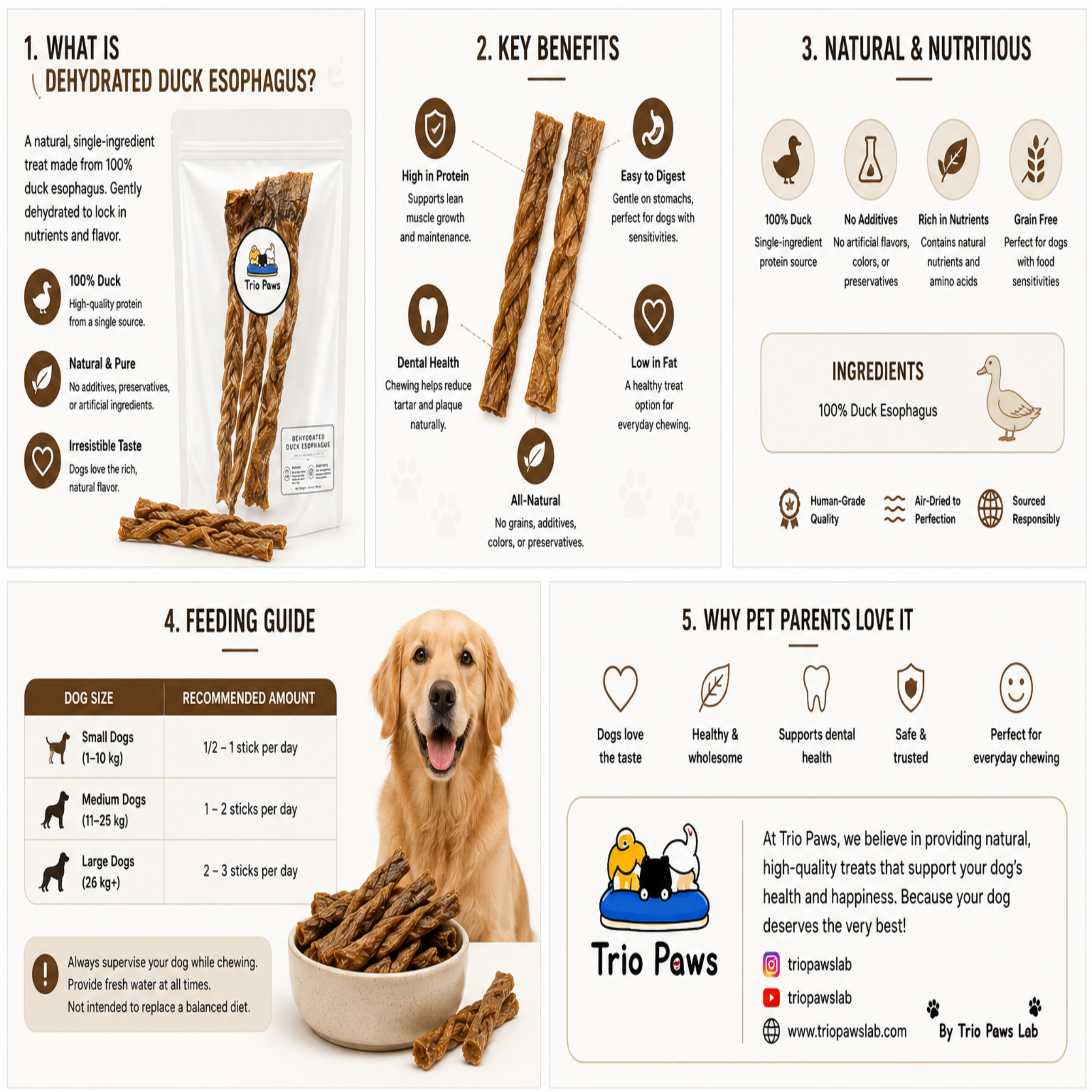 Braided Duck Esophagus Dog Chews (3pcs) | Natural Dog Treat