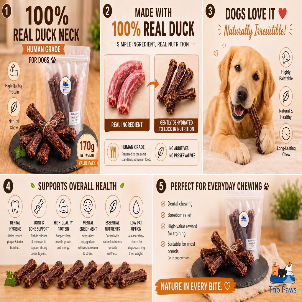 Dehydrated Duck Neck Chew For Dog (85g/170g) | Natural Dog Treats