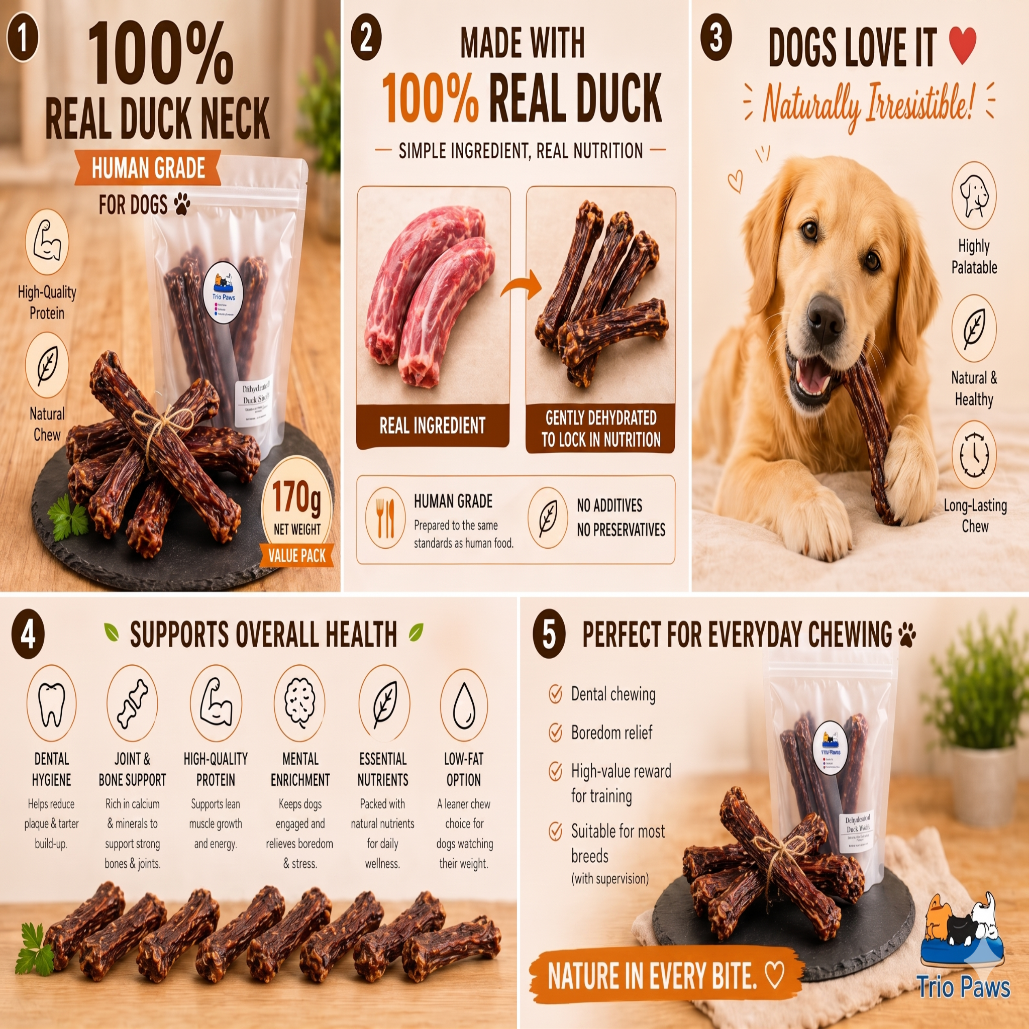 Dehydrated Duck Neck Chew For Dog (85g/170g) | Natural Dog Treats