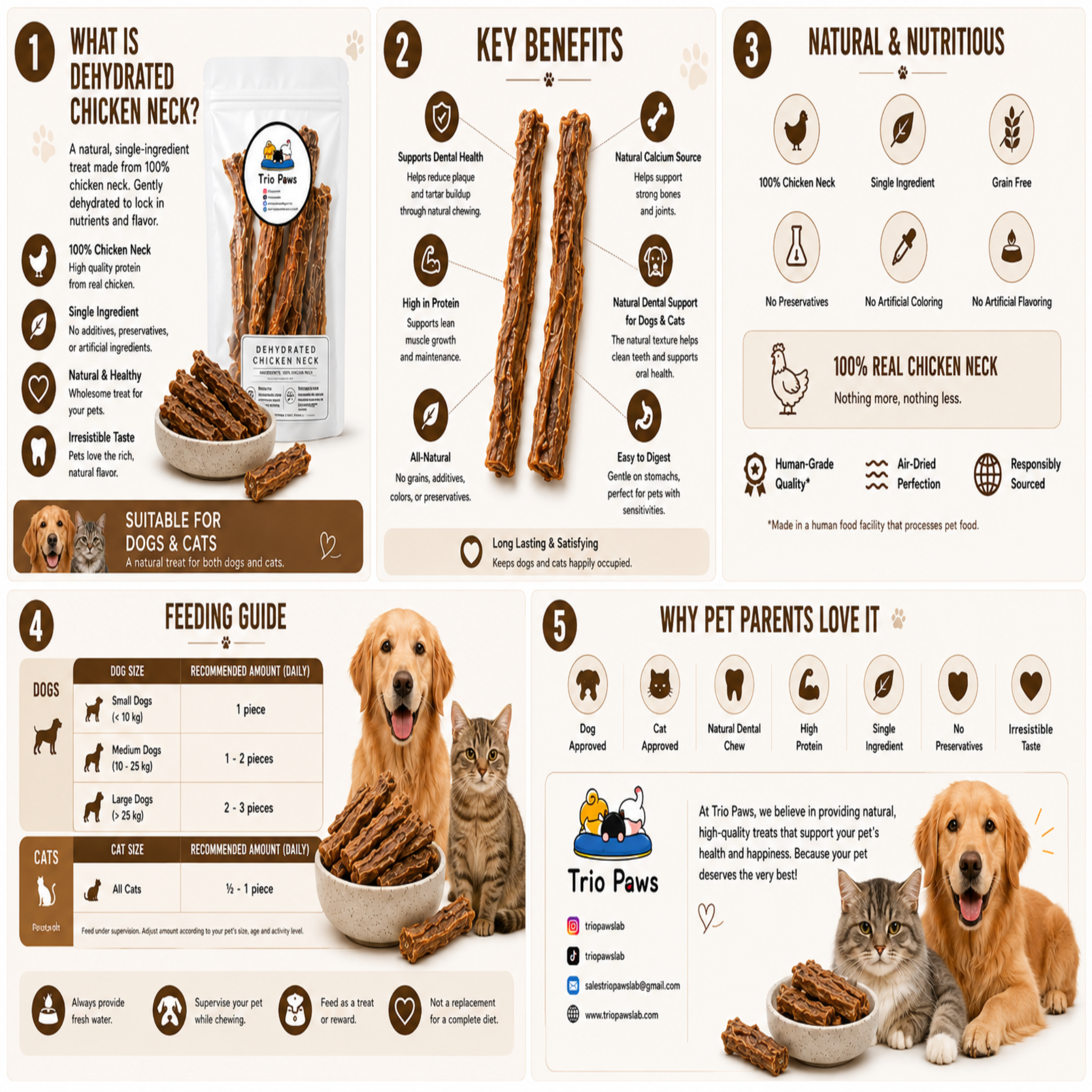 Dehydrated Chicken Neck Chew For Dog & Cat (6pcs) | Natural Treats