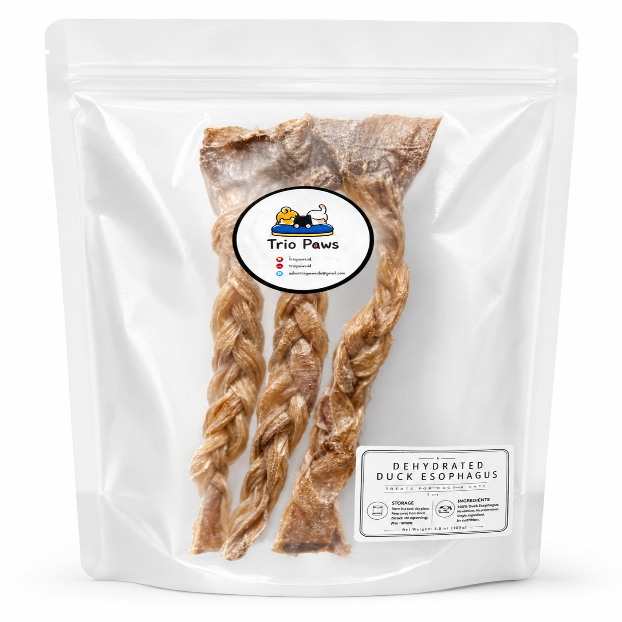 Braided Duck Esophagus Dog Chews (3pcs) | Natural Dog Treat