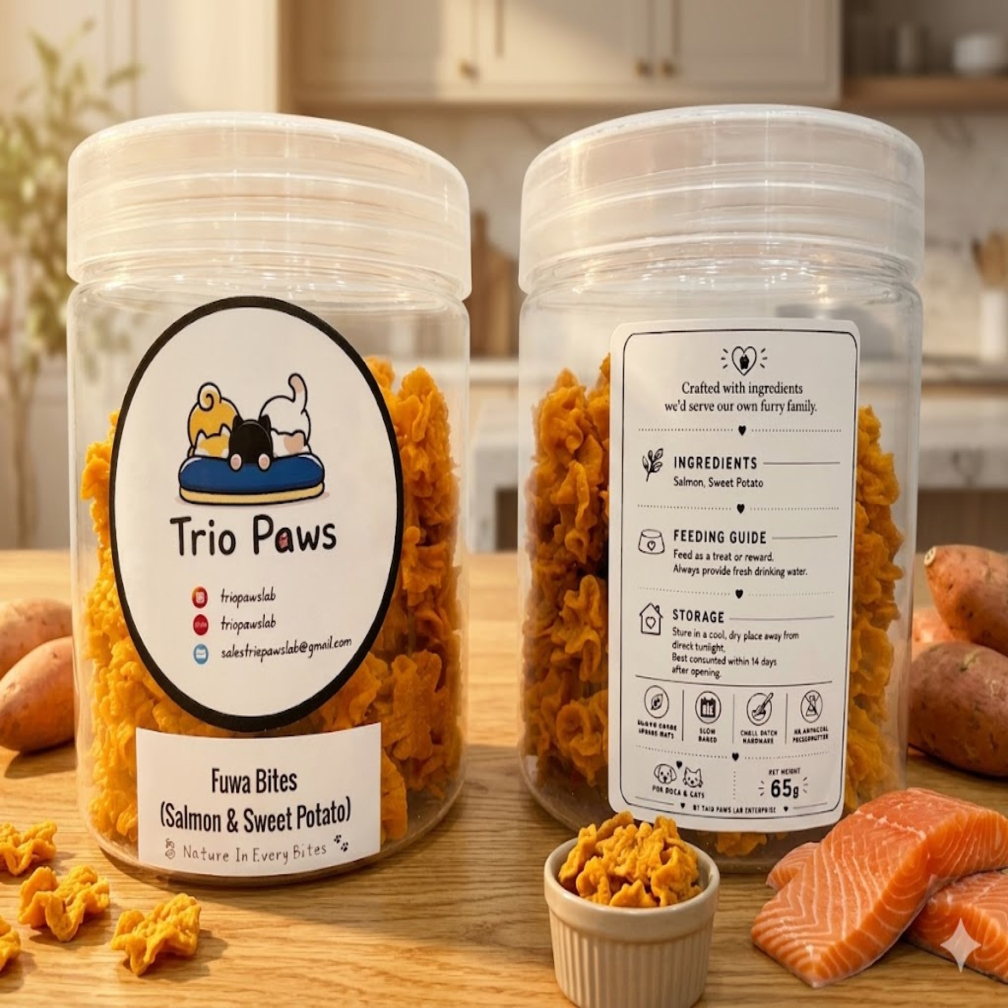 Fuwa Series Salmon & Sweet Potato Bites for Dogs & Cats (65g) | Natural Dog & Cat Treats