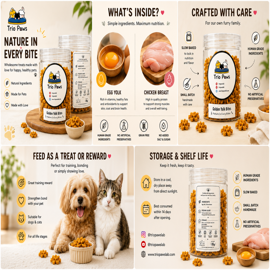 Golden Yolk Chicken & Egg Yolk Bites for Dogs & Cats (85g) | Natural Dog & Cat Treats