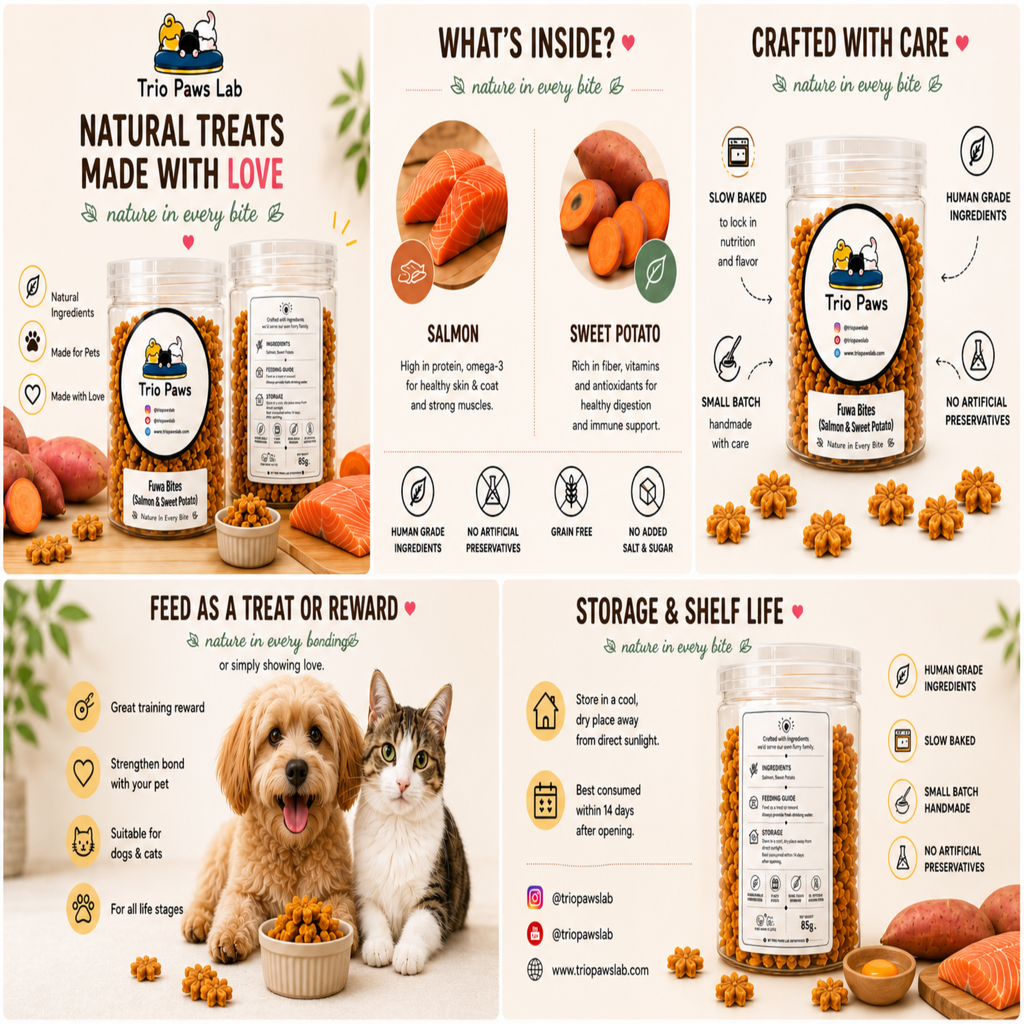Fuwa Series Salmon & Sweet Potato Bites for Dogs & Cats (65g) | Natural Dog & Cat Treats
