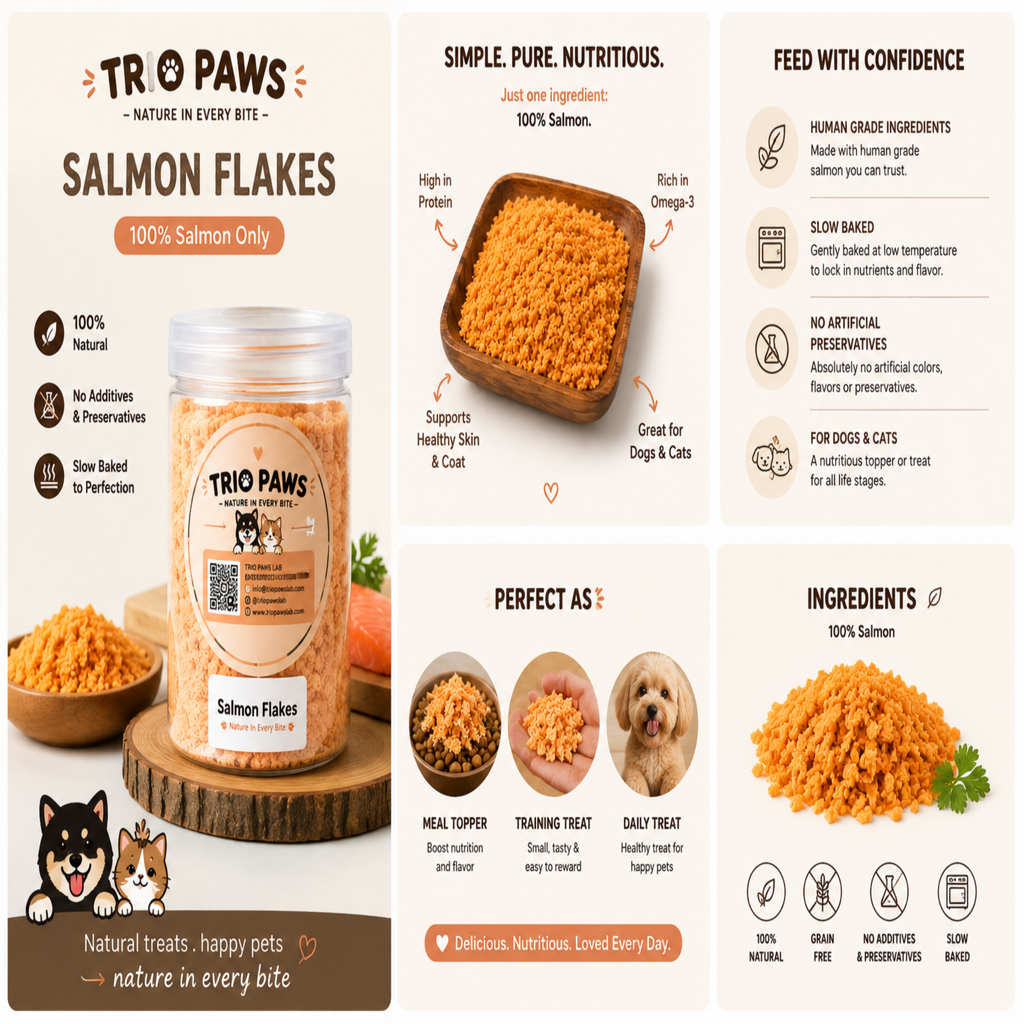 Salmon Flakes for Dogs & Cats (80g) | Natural Dog & Cat Toppers