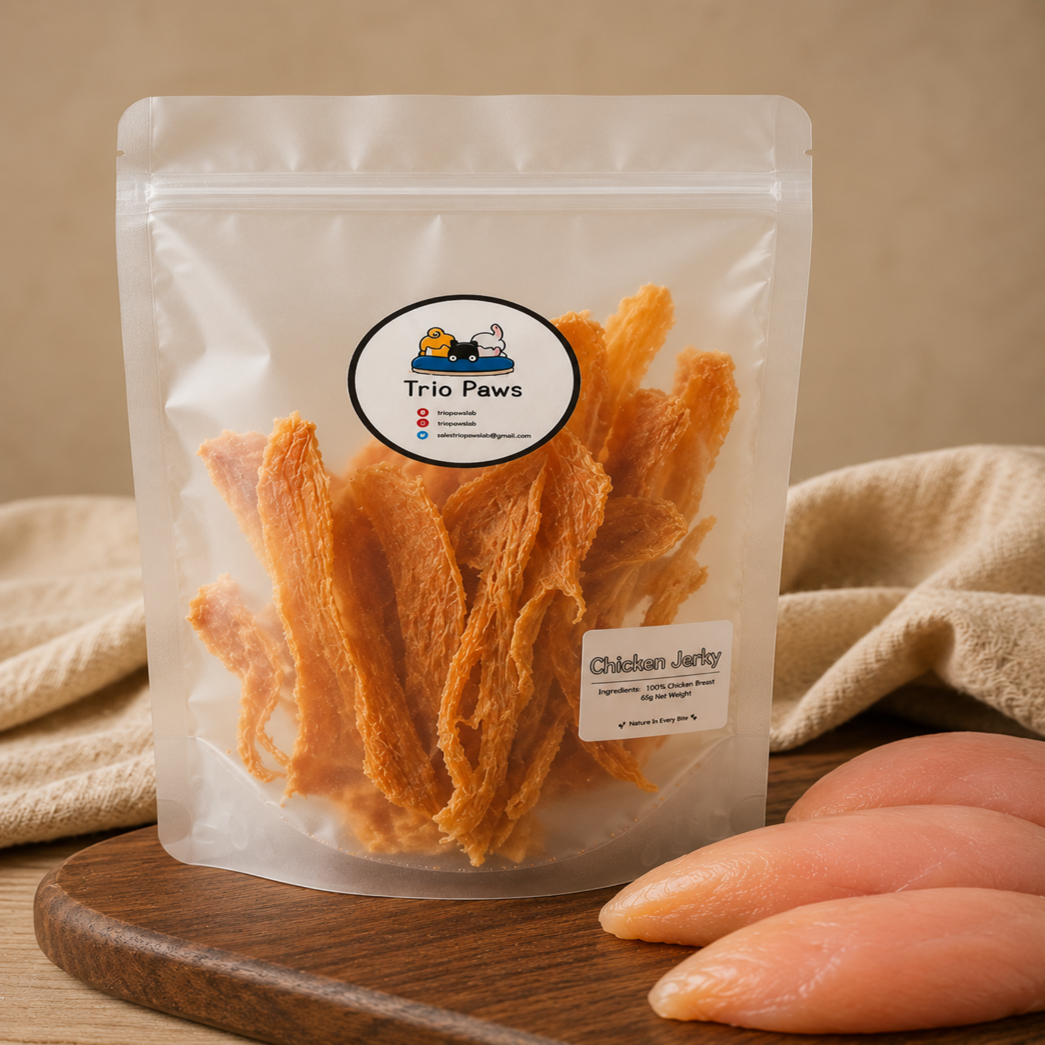 Deyhydrated Chicken Jerky Treats for Dogs & Cats (65g) | Natural Dog & Cat Treats