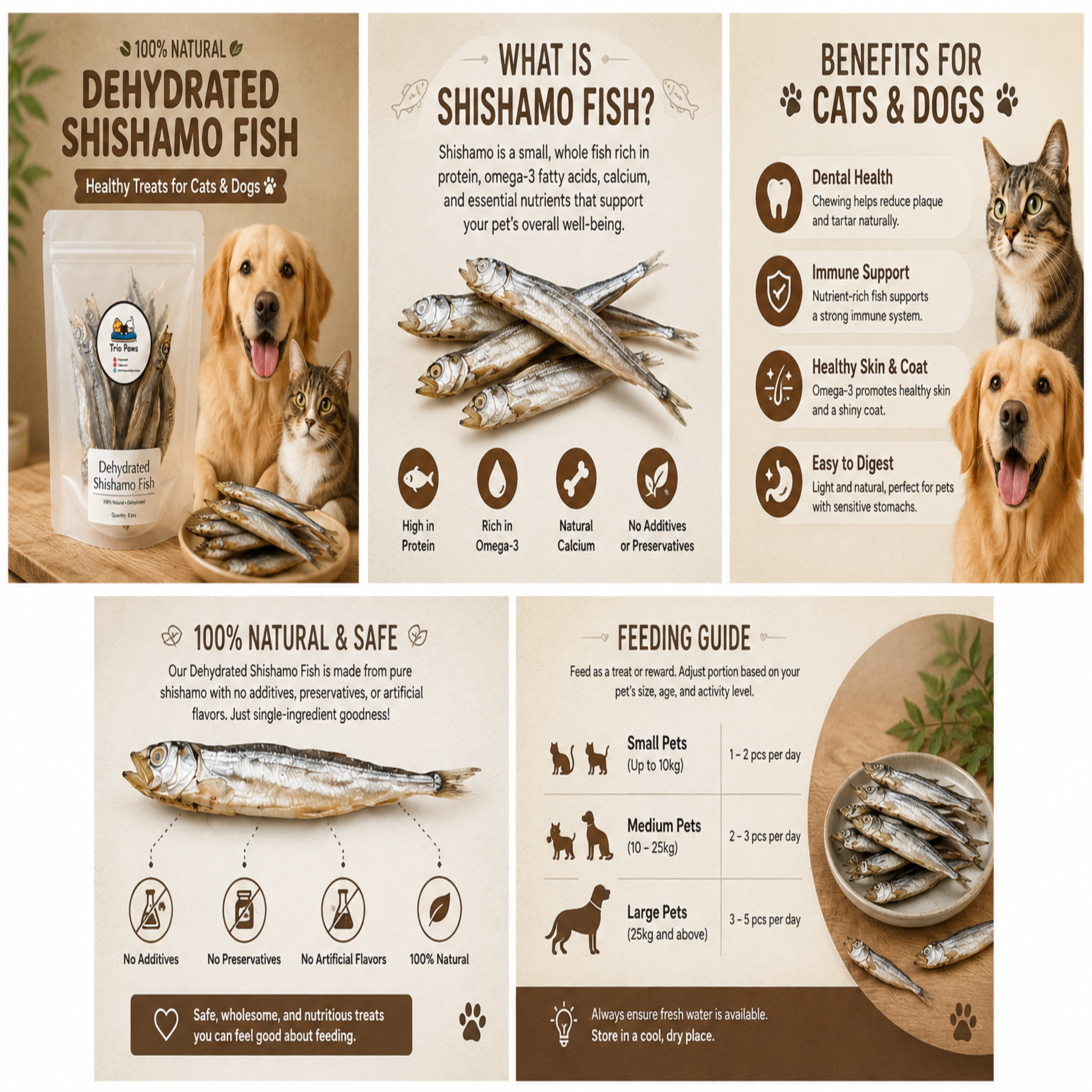Dehydrated Shishamo Fish Treats for Dogs & Cats (8pcs) | Natural Dog & Cat Treats